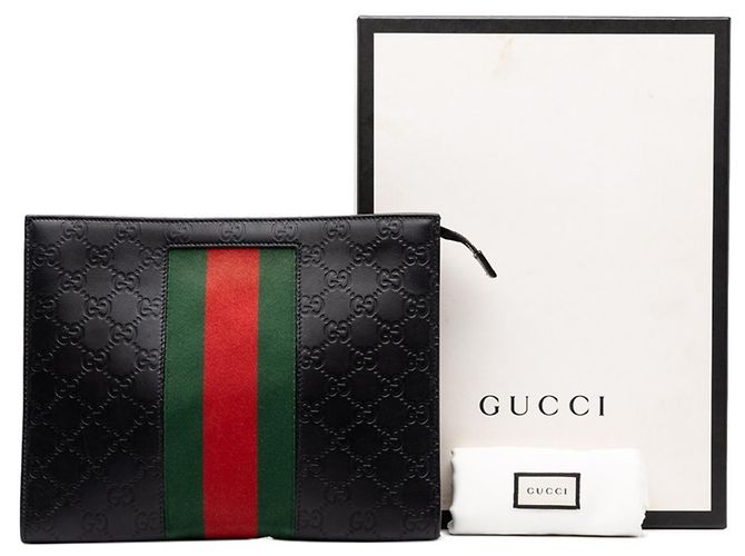 Sac pochette Gucci Guccissima Sherry Line Noir - vue 7