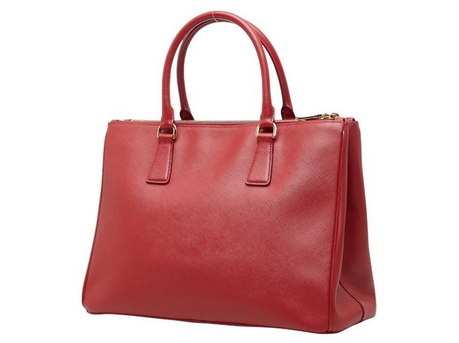 Saffiano Sac à main Prada avec plaque logo triangle Rouge - vue 2