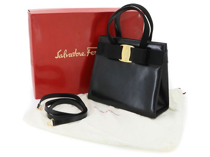 Borsa in pelle Salvatore Ferragamo Vara Ribbon Nero - vista 2