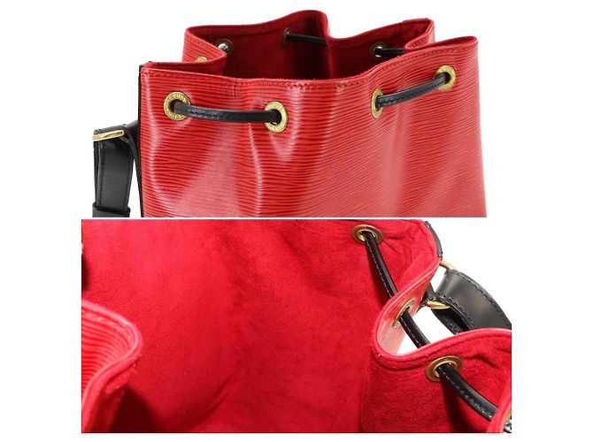 Borsa a tracolla Louis Vuitton Epi Petit Noe Nero Rosso - vista 8