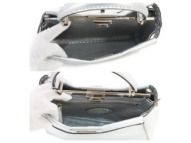 Bolso Fendi Selleria Peekaboo Regular Plata - vista 7