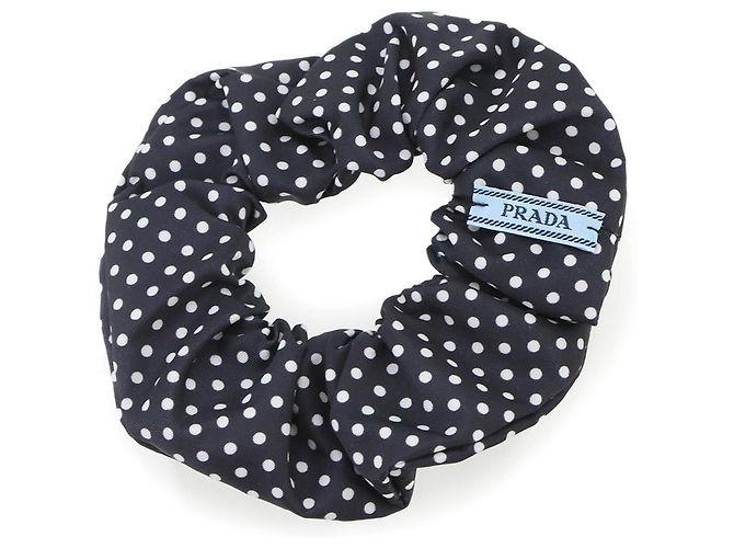 Scrunchie Prada Triangle Branco Azul marinho - vista 2