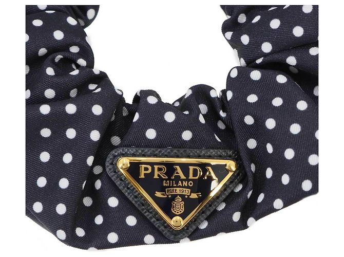 Scrunchie Prada Triangle Branco Azul marinho - vista 3