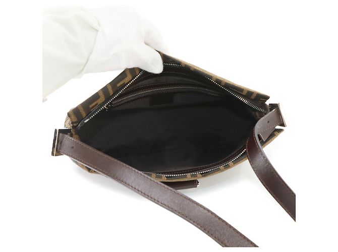 Fendi Zucca Schultertasche Braun Schwarz - Ansicht 7