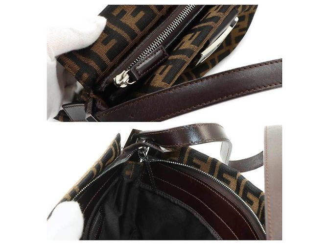 Fendi Zucca Schultertasche Braun Schwarz - Ansicht 9