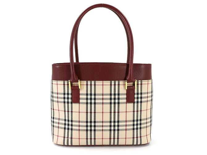 Burberry Nova Check Handtasche Beige Bordeaux - Ansicht 3