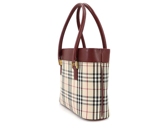 Burberry Nova Check Handtasche Beige Bordeaux - Ansicht 4
