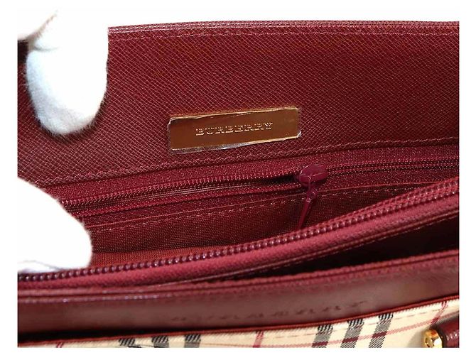 Burberry Nova Check Handtasche Beige Bordeaux - Ansicht 8