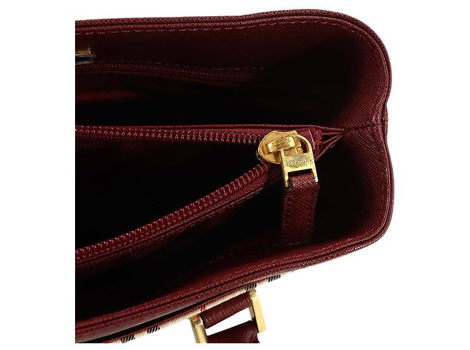 Burberry Nova Check Handtasche Beige Bordeaux - Ansicht 9