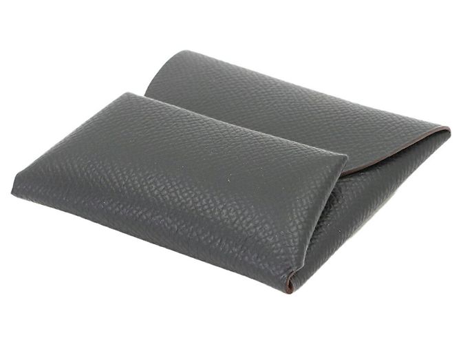 Hermès Porta-moedas Hermes Bastia em couro Epsom Preto Taupe - vista 5