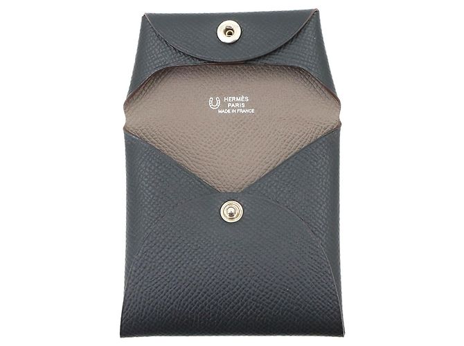 Hermès Porta-moedas Hermes Bastia em couro Epsom Preto Taupe - vista 6