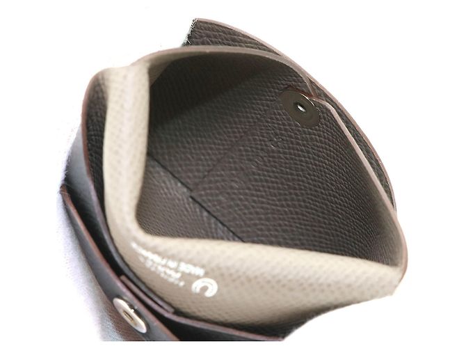Hermès Porta-moedas Hermes Bastia em couro Epsom Preto Taupe - vista 7
