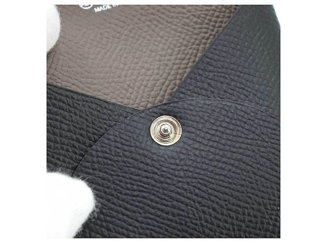 Hermès Porta-moedas Hermes Bastia em couro Epsom Preto Taupe - vista 8