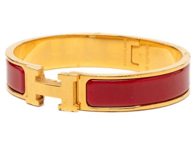 Hermès Pulseira Charm Hermes Click H PM Vermelho Dourado - vista 2