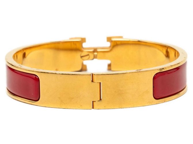 Hermès Pulseira Charm Hermes Click H PM Vermelho Dourado - vista 3