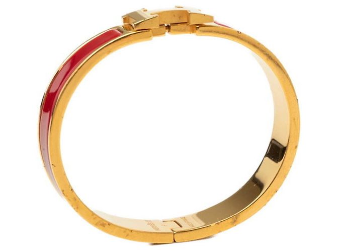 Hermès Pulseira Charm Hermes Click H PM Vermelho Dourado - vista 5