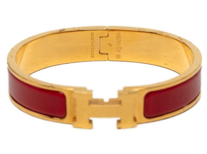 Hermès Pulseira Charm Hermes Click H PM Vermelho Dourado - vista 6