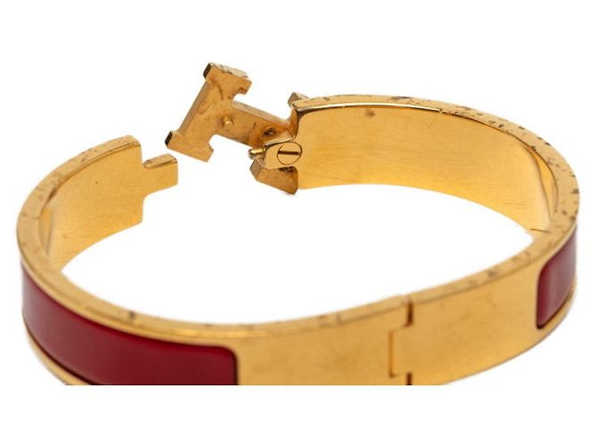 Hermès Pulseira Charm Hermes Click H PM Vermelho Dourado - vista 7