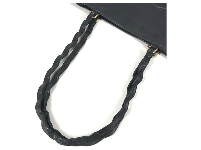 Classique Sac cabas Chanel Vintage CC Coco Mark Logo Noir - vue 8