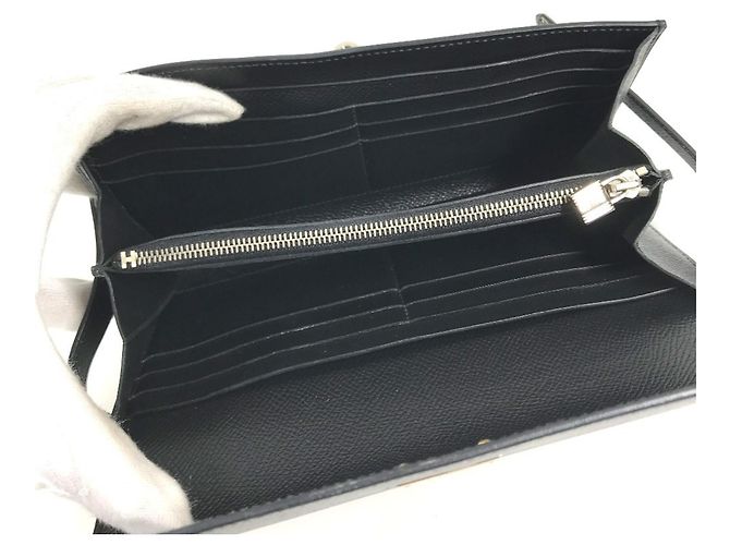 Hermès Cartera HERMES Kelly Long en piel Epsom negra Negro - vista 12