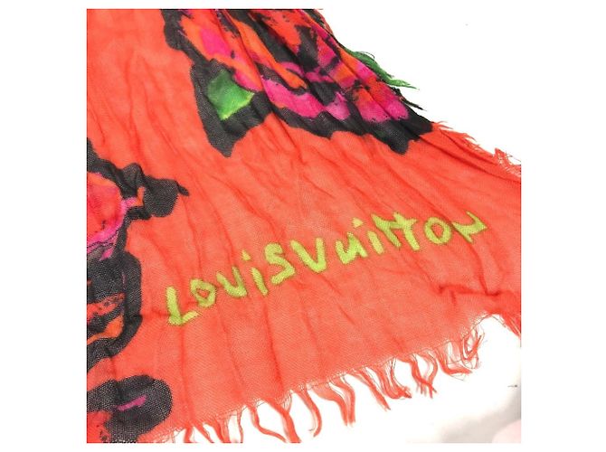 Estola Louis Vuitton em cashmere e seda laranja - vista 10