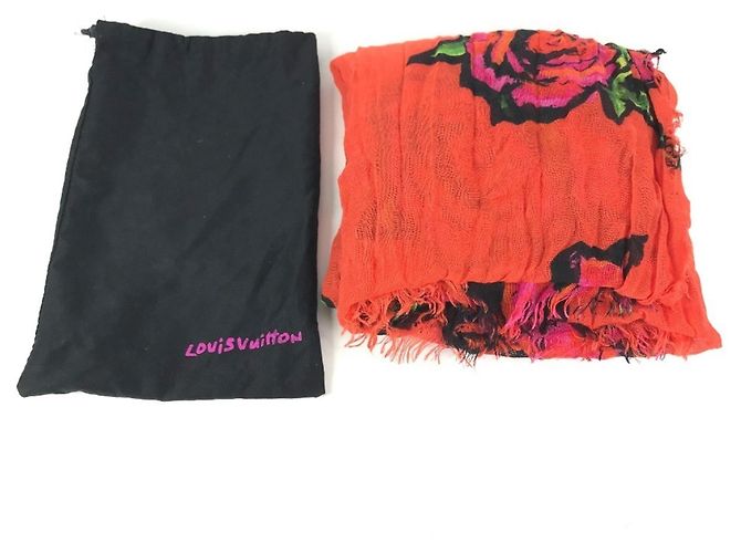 Estola Louis Vuitton em cashmere e seda laranja - vista 11