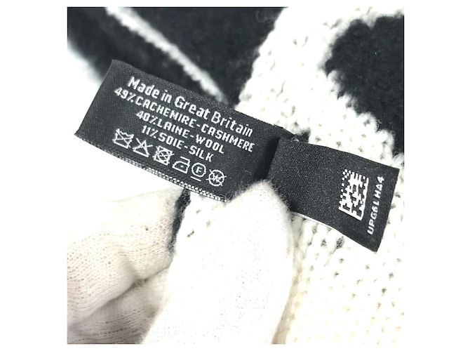 Sciarpa-stola Chanel in lana e cashmere Nero Bianco - vista 9