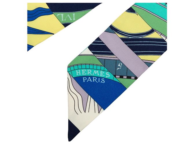 Hermès Hermes Twilly Astrologie Nouvelle Scarf Multicor Verde - vista 3