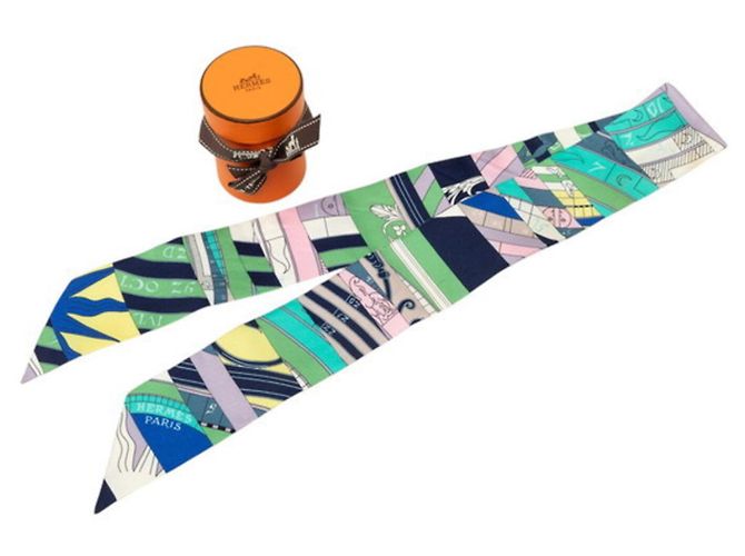 Hermès Hermes Twilly Astrologie Nouvelle Scarf Multicor Verde - vista 5