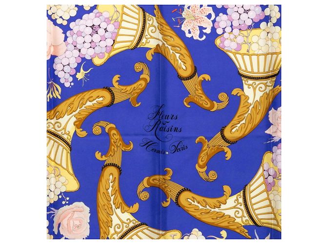 Hermès Lenço Hermes Carre 90 Fleurs et Raisins Multicor Roxo - vista 2