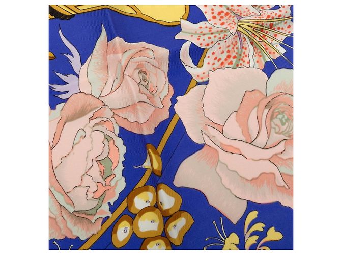 Hermès Lenço Hermes Carre 90 Fleurs et Raisins Multicor Roxo - vista 3