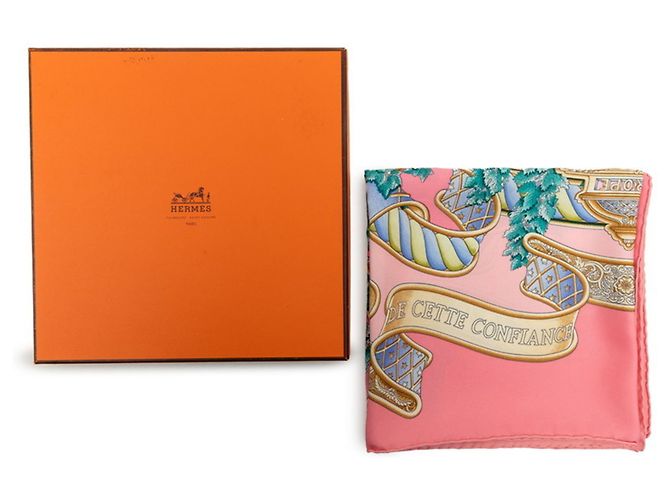 Hermès Lenço Hermes Carre 90 EUROPE Rosa Multicor - vista 9
