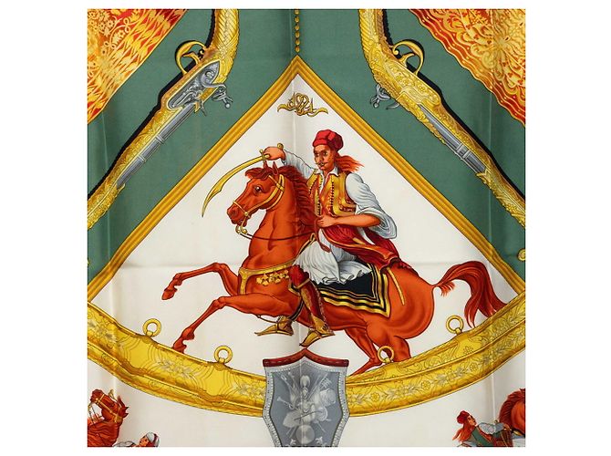 Hermès Foulard Hermes Carre 90 Ottoman Cavalry Multicolore Verde - vista 2