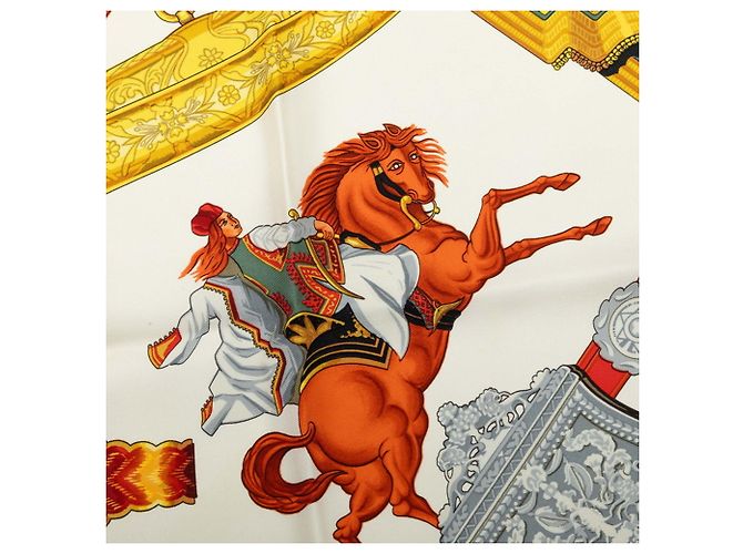 Hermès Foulard Hermes Carre 90 Ottoman Cavalry Multicolore Verde - vista 3