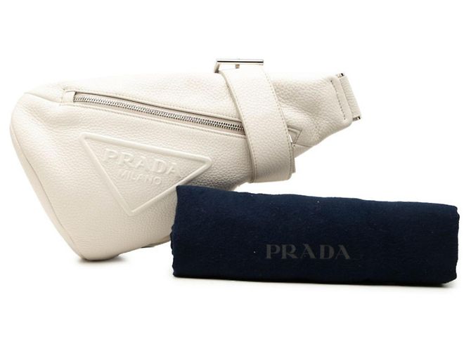 Borsa a tracolla Prada Triangle Logo Bianco - vista 6