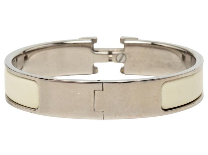 Hermès Click H PM Armband Silber Weiß - Ansicht 3