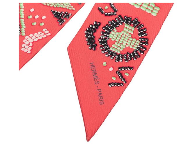 Hermès Hermes Twilly Kelly en Perles Scarf Pink - Ansicht 2