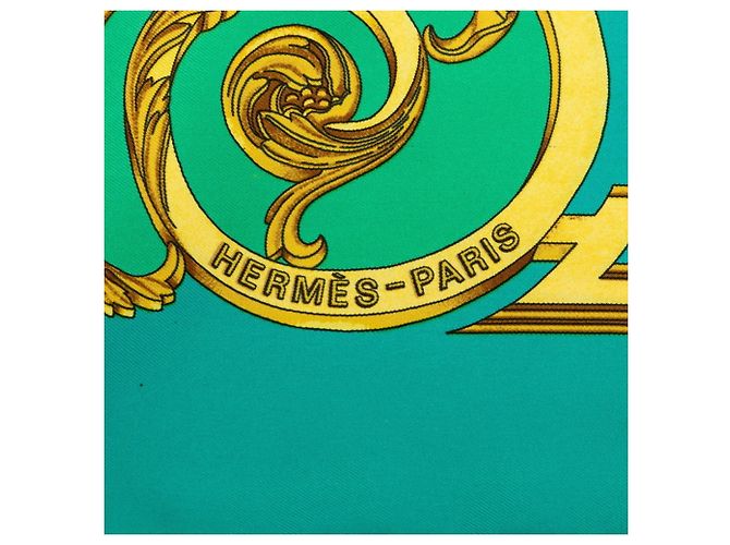 Hermès Hermes Carre 90 LES TUILERIES Lenço de seda verde - vista 3
