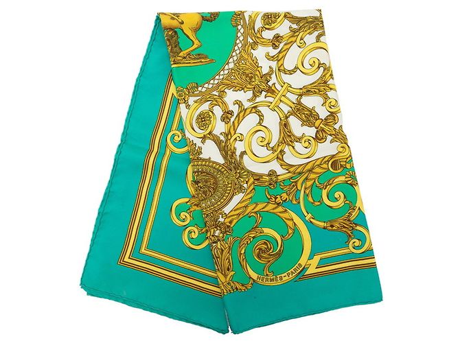 Hermès Hermes Carre 90 LES TUILERIES Lenço de seda verde - vista 9