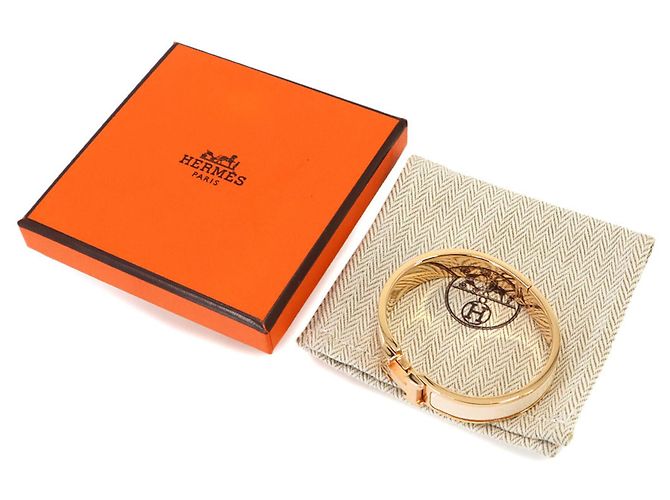 Bracelete Hermès Clic H PM Bege Dourado - vista 2