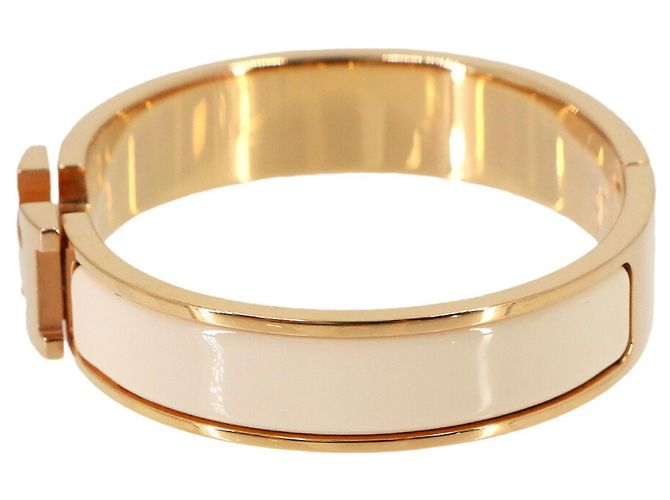 Bracelete Hermès Clic H PM Bege Dourado - vista 4