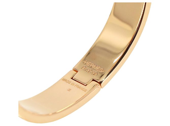 Bracelete Hermès Clic H PM Bege Dourado - vista 6
