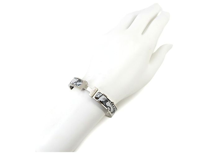 Bracelete Hermès Clic HH Equestrian Preto Branco - vista 6