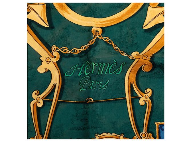 Hermès Foulard Hermes Carre 90 L'INSTRUCTION DU ROY Multicolore Verde - vista 3