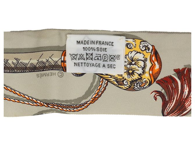Hermès Hermes Twilly Cavalcades Seidentuch Mehrfarben Beige Orange - Ansicht 3