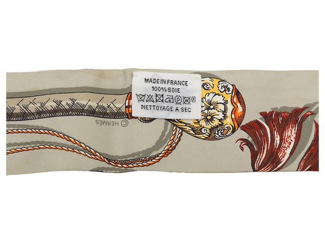 Hermès Hermes Twilly Cavalcades Seidentuch Mehrfarben Beige Orange - Ansicht 4