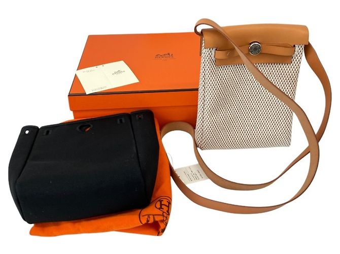 Hermès Herbag TPM Beige Canvas Schultertasche - Ansicht 11