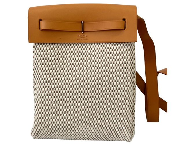 Hermès Herbag TPM Beige Canvas Schultertasche - Ansicht 3