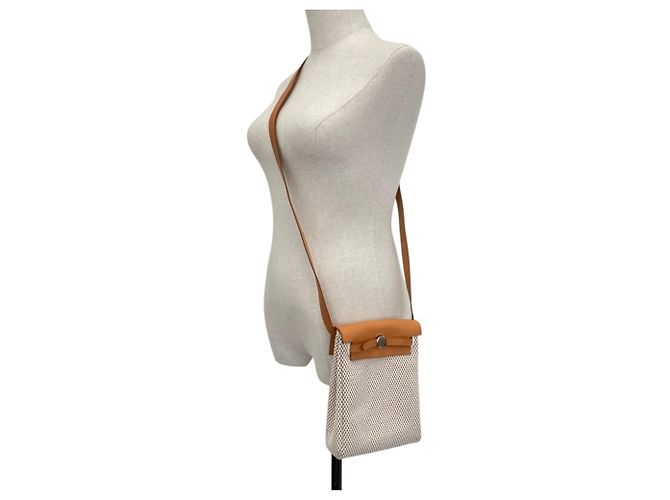 Hermès Herbag TPM Beige Canvas Schultertasche - Ansicht 7