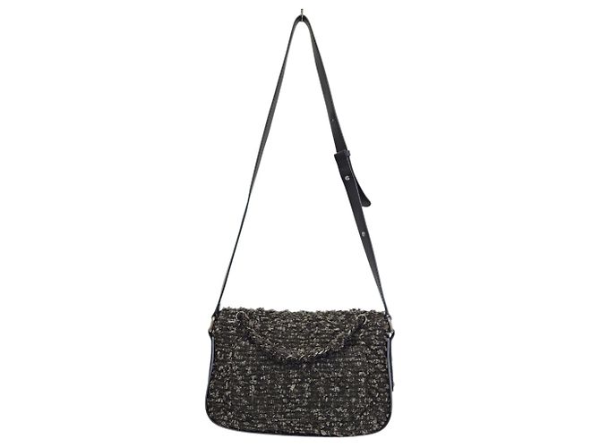 Sac à épaule 2-way Chanel Coco Mark Tweed Kaki - vue 2